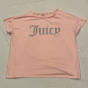 Juicy Couture Pink and Silver Sparkly Size M Sleepwear T Shirt Very Soft!